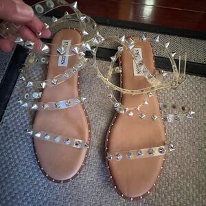 Steve Madden Women's Sandals with Clear and Silver Accents